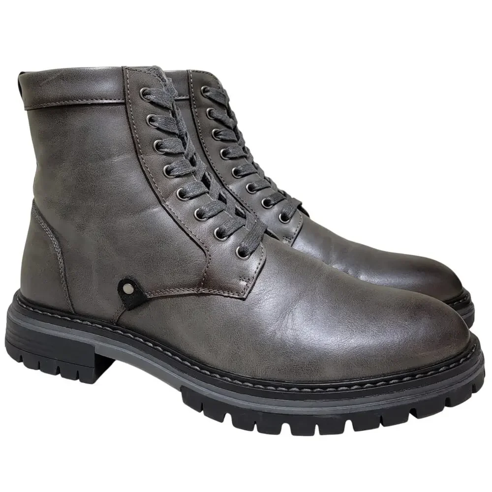 Vance Co Denver Ankle Combat Work Boots Size US 10.5 Charcoal Grey Faux Leather